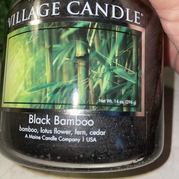 Village Candle Black Bamboo Med Glass Apothecary Jar Scented Candle, 14oz USA - Picture 2 of 4